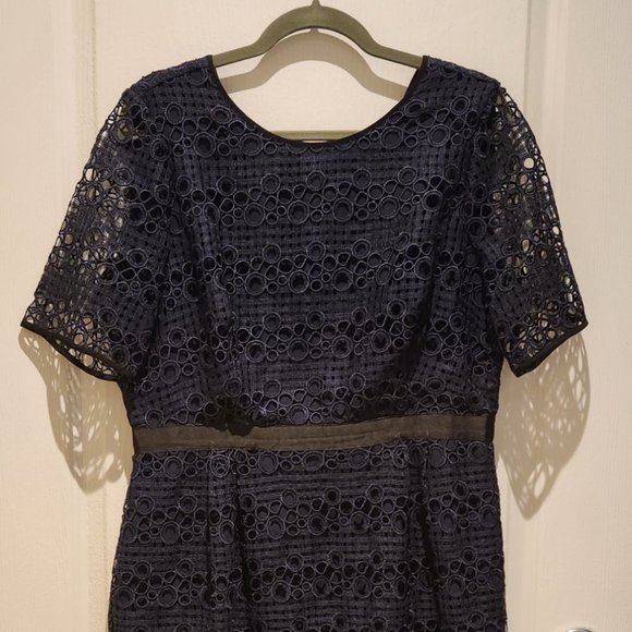 Oliver Bonas navy blue midi dress, size 12 - Picture 1 of 3